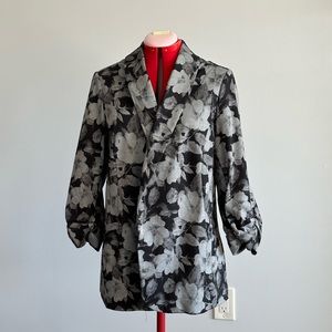 Michel Studio Grey and Black Floral Blazer